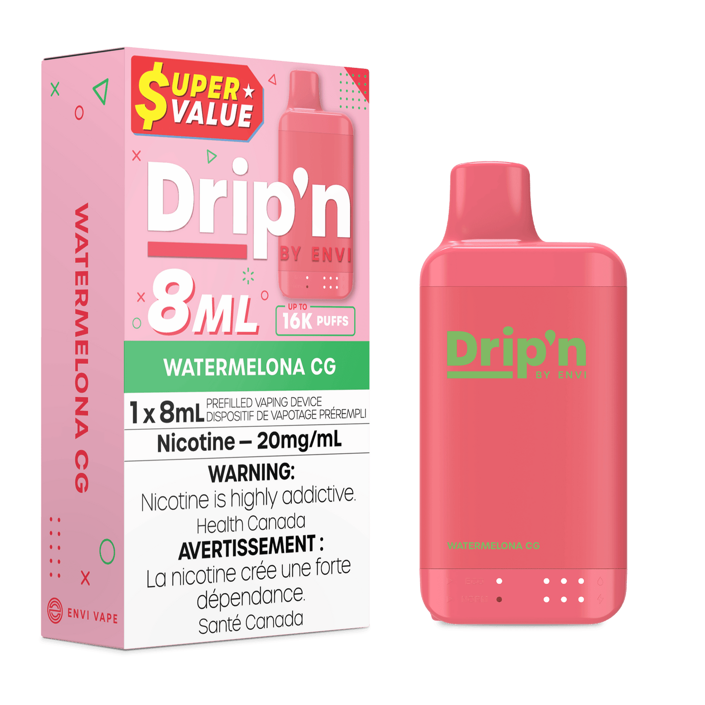Drip'n by Envi 8mL Disposable Vape - Watermelona CG