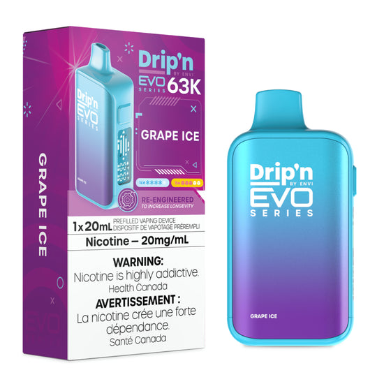 disposable vapes scarborough Drip'n by Envi EVO 63K Disposable – Grape Ice – Scarborough Vapes