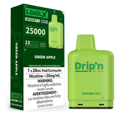 Level X Drip'n Boost Pod 20mL - Green Apple