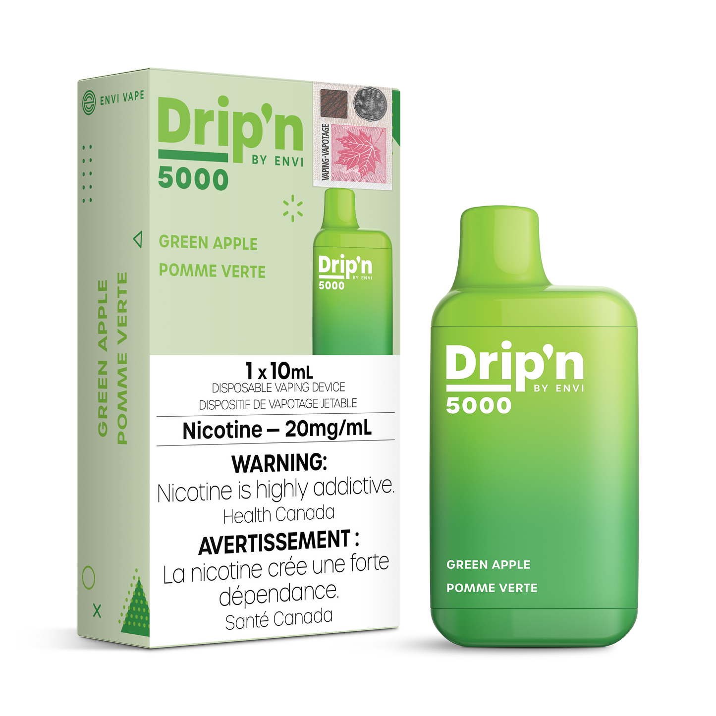 Drip'n by Envi 5000 Disposable - Green Apple 20MG