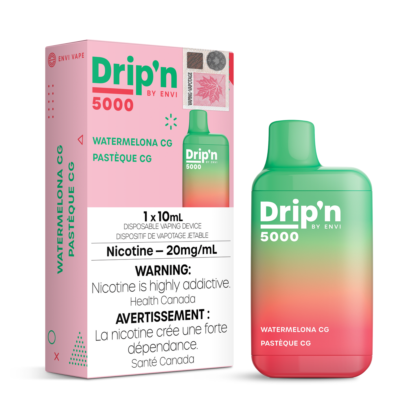 Drip'n by Envi 5000 Disposable - Watermelona CG  20MG